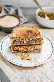 Patty Melt (Rye Bread, Beef Patty, Caramelized Onions, Swiss)