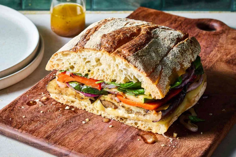 Grilled Veggie Sandwich (Zucchini, Bell Pepper, Onion, Cheese)